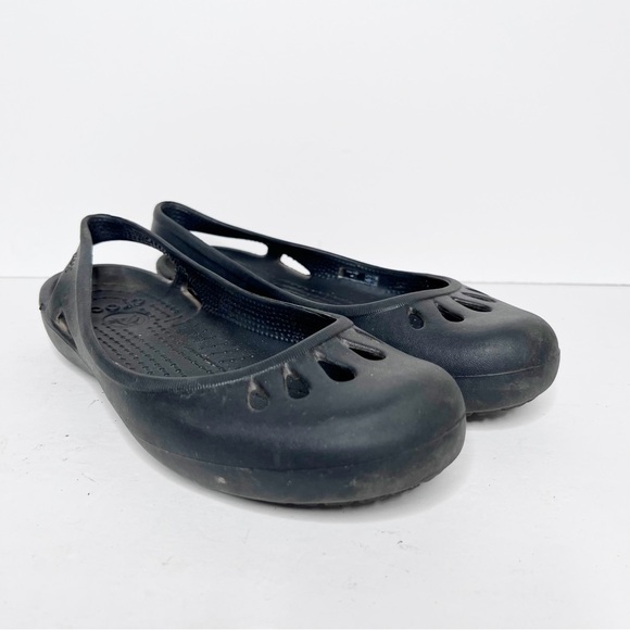 Crocs Black Rubber Classic Ballet Flats Size 8 Women’s - Picture 1 of 5